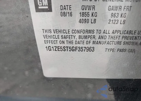 2016 Chevrolet Malibu 1Lt from USA, damaged, VIN 1G1ZE5ST5GF357963